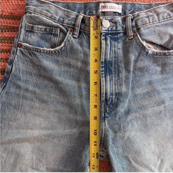 Zara Light Blue High Waisted Distressed Wide Leg Jeans - Picture 6 of 7